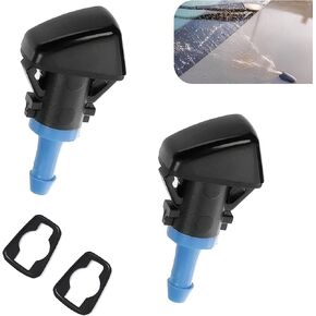 2 PCS Car Windshield Wiper Nozzle, Spray Cleaner Nozzle Assembly with Gasket, Washer Nozzle Replacement 5303834AB, Compatible with Chrysler Jeep Dodge Patriot Compass (Black & Blue)
