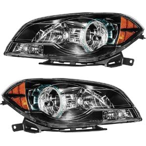 PHILTOP Headlight Assembly, Black Headlamp Replacement Compatible with 2008-2012 Chevy Malibu,Amber Reflector Clear Lens Color,OE Style