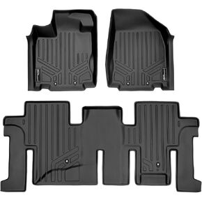 SMARTLINER Custom Fit Floor Mats 2 Row Liner Set Black Compatible with 2013-2020 Nissan Pathfinder / 2013 Infiniti JX35 / 2014-2020 QX60