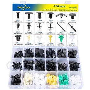 OAUTOO 178pcs for Jeep Grand Cherokee ZJ WJ 1993-2004 Auto Body Interior and Exterior Retainer Fastener Clip Assortment