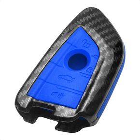 TANGSEN Smart Key Fob Case Compatible Compatible with BMW 2 5 6 7 Series X1 X2 X3 X5 X6 3 4 Button Keyless Entry Remote Personalized Protective Cover Plastic Carbon Fiber Pattern Black Silicone