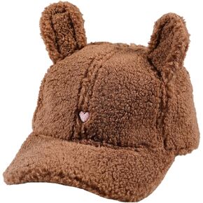 Womens Baseball Caps Winter Hats for Women Cute Fuzzy Hat Lamb Wool Warm Baseball Cap for Outdoor