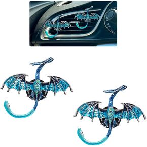 2pc Dragon Car Air Freshener Car Vent Clips Bling Dragon Car Accessories Cute Blue Enamel Alloy Toothless Dragon Cute Car Decoration for Women Teens Refillable Car Essential Oil Diffuser