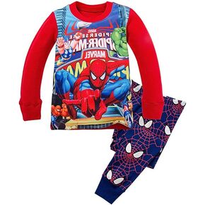 N‘aix Super Hero Boy's Pajama Long Sleeve Clothes Set Cotton 2-7T 2 PCS (Superhero-1, 3T)