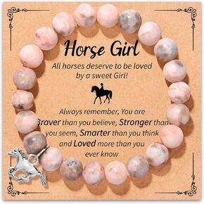 NatuBeau Gifts for Dog Lovers, Dog Mom Gifts for Women, Natural Stone Dog Mom Bracelets with Gift Card, Horse Gifts Hummingbird Gifts Flamingo Gifts for Women Mothers Day Christmas