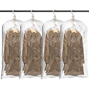 TAILI Hanging Vacuum Storage Bags Space Saver Bags for Clothes, 4 Pack Long 53x27.6 Inches, Vacuum Seal Storage Bag for Suits, Coats or Jackets, Closet Organizer and Storage, Minimize Clothes Wrinkles