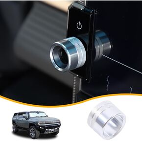 for Hummer EV Center Consoles Volume Knob Ring Cover Trim Compatible with Hummer EV 2024 Aluminum Car Volume Knob Protection Ring Multimedia Tune Knob Ring Cover Accessories (Silver)