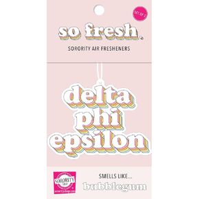 Sorority Shop Delta Phi Epsilon Retro Air Freshener - DPE Bubblegum Scented Air Freshener – Sorority Retro Design Air Freshener for Car or Dorm– Sorority Gift, Charm Paraphernalia
