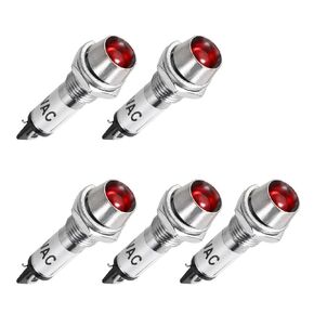 uxcell Indicator Light AC 110V, Red, Metal Shell Panel Mount 8mm 5/16" 5Pcs