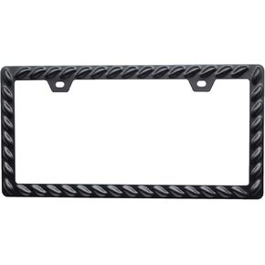 3D License Plate Frame Lasso Pattern License Plate Holder with Extra Heavy Powder Coating (1, Black)
