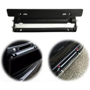 Car License Plate Frames Relocator, Carbon Fiber License Plate Frame, Rust-Proof Rattle-Proof Stainless Steel Car Tag Holder, Universal Car Accessories Rear/Front License Plate Bracket
