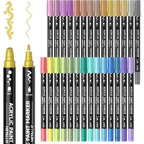 Shuttle Art Paint Pens, 42 Colors Acrylic Paint Markers, Low-Odor Water-Based Quick Dry Paint Markers for Rock, Wood, Metal, Plastic, Glass, Canvas, Ceramic