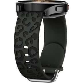 2PACK Leopard Engraved Bands Compatible with Samsung Galaxy Watch 3 41mm Bands, Adjustable Silicone Replacement Wristband for Samsung Watch 42mm (SM-R810)