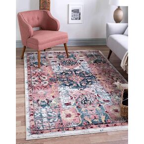 Unique Loom Sumter Collection Area Rug - Aiken (9' x 12' Rectangle, Pink/ Blue)