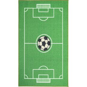 Furnish my Place 685 Solid Soccer Rug for Play Area | All Star Soccer Field Ground | Kids Playroom | Contemporary Design | Accent Rug Kindergarten | Green (4'5"x6'9")