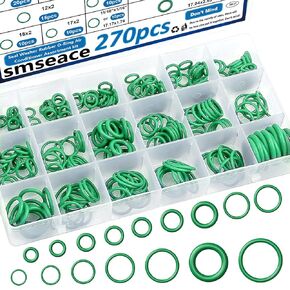 smseace 270 Pieces Green AC O-Ring Kit 18-Sizes O Ring Assortment Set Kit Rubber Car Air Conditioning AC O Rings Seal Gasket Washer Used for Plumbing/Automotive/Machinery