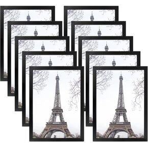 OctBird 10Pcs 8.5 x 11 Picture Frame, Magnetic Sign Holder Display Window Self-Adhesive Display Picture Frames with Strong Magnetic Frame and Clear PVC for Photo Poster Artwork Document (Black) in Kuwait
