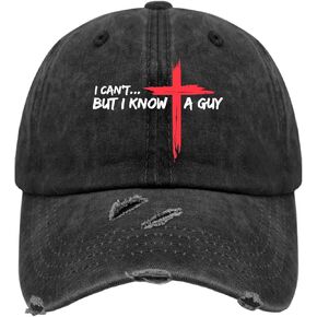 I Can't But I Know A Jesuss Cross Funny Christian Hat for Womens Washed Distressed Baseball Caps Vintage Washed Hiking Hat Breathable