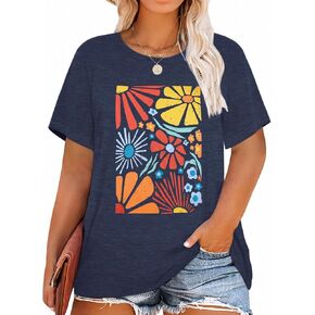 HDLTE Plus Size Tshirts for Women – Oversized Graphic Tees Short Sleeve Crewneck Cute Casual Tops Loose Summer Outfit 2025