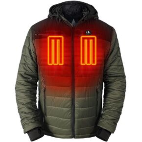 ActionHeat Battery Heated Jacket for Men Insulated Puffer Heating Jacket with Hood Heats up to 150F for 5 Hours