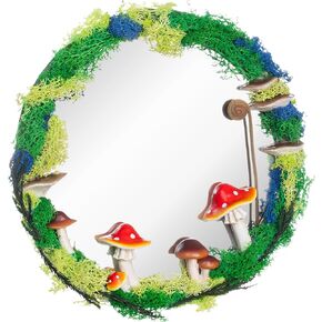 Wiosi Mushroom Mirror - Handcrafted 30cm Multicolor Decorative Wall Mirror - Mushroom Moss Decorative Hanging Living Room Mirror - Cottagecore Decorative Mirror Art for Home, Boutique Hotels