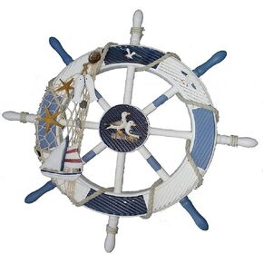 Hand painted wood ships wheel is the perfect addition to any nautical themed Collection, A nice addition to the ocean themed room. Its great for the boys' room and their nautical theme. (24 inch sea bird) in Kuwait