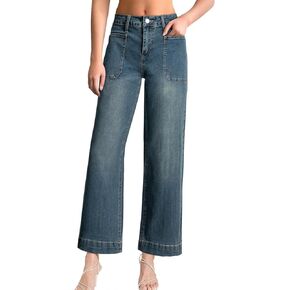EVALESS Womens Wide Leg Jeans High Waisted Stretchy Loose Denim Pants