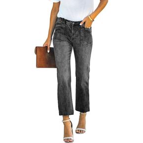 HUNGSON Women's Wide Leg Jeans High Waisted Stretchy Capri Pants Loose Denim Pants