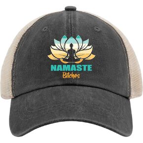 Namaste Bitches Hat for Women Baseball Cap Low Profiles Washed Running Hats Fitted, Allblack