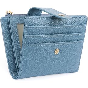 GOIACII Small Wallet for Women Slim RFID Blocking Credit Card Holder Bifold Leather Wallets with Zipper Coin Pocket Beige Brown