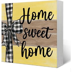 Home Sweet Home Sign,Spring Sign for Shelf, Spring Decorations for Home Indoor,Rustic Home Decor Farmhouse,Home Signs for Home Decor 5x5 Inch