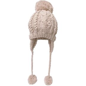 BIBITIME Crochet Beanie Cable Knit Hat Ear Flaps Earmuff Cap 3 Pom Winter Warm