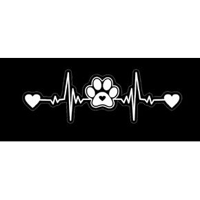 MAKTEM Paw Print Silhouette Heartbeat Car Sticker, Warning Dog on Board Decal, Dog on board for Pet Lovers, Animal Lover, Paws on Board (Black)