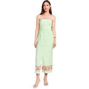 KITRI Women's Gilda Pistachio Wave Print Midi Dress