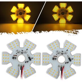 Partsam 2Pcs Ultra-Thin Hex Style Dual Function Interior 54 diode LED Air Breather Light 4.8" Decorative Air Cleaner Lamp for Peterbilt Kenworth Freightliner Trucks, Trailers, RVs IP67 12-30V (Yellow)