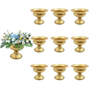 Metal Vases for Table Centerpieces 10 Pcs Gold Vases Gold Compote Pedestal Vase,Gold Vases for Centerpieces Flower Holders Center Pieces for Weddings Party Anniversary Decorations（ 5 Inch）