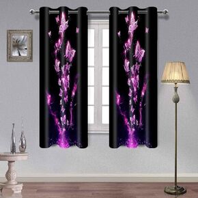 Butterfly Curtains Blackout Curtains Dreamy Pink Purple Butterflies Window Curtain for Kids Boys Girls Bedroom Living Room Decoration Set of 2 Fabric Drapes Panels 42x63 Inches CLLSAH284