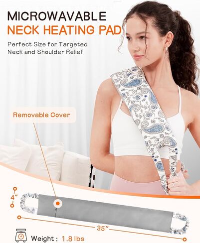 Hihealer Microwavable Heating Pad for Back, Waist, and Shoulders – 20''x 6.5'' Back Wrap Heat Pad Moist Heat or Cold Pack for Pain Relief, Muscle Spasms, and Surgery Recovery in Saudi Arabia