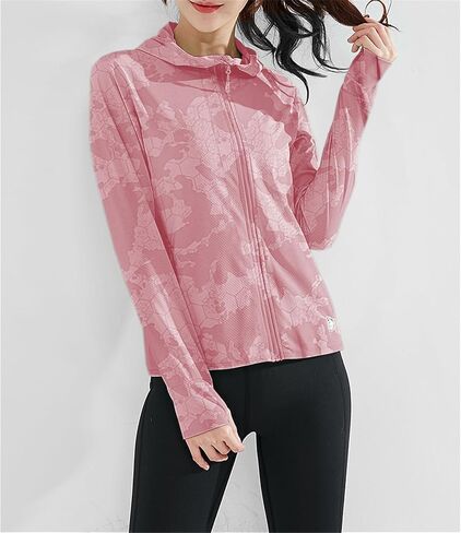 Cromoncent Women's UPF 50+ Sun Protection Hoodie Jacket Long Sleeve Cooling Shirts Hiking Outdoor with Thumb Holes in Kuwait