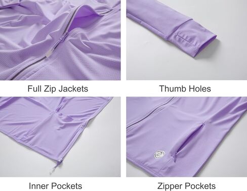 Cromoncent Women's UPF 50+ Sun Protection Hoodie Jacket Long Sleeve Cooling Shirts Hiking Outdoor with Thumb Holes in Kuwait