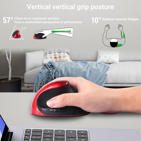 2.4G Vertical Wireless Mouse with USB Receiver, Ergonomic Vertical Design, Rechargeable Silent Portable Vertical Mice for laptop, Pc, Computer, Desktop, Notebook etc(Pink) in Saudi Arabia