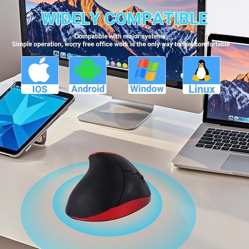 2.4G Vertical Wireless Mouse with USB Receiver, Ergonomic Vertical Design, Rechargeable Silent Portable Vertical Mice for laptop, Pc, Computer, Desktop, Notebook etc(Pink) in Saudi Arabia