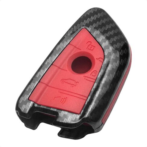 TANGSEN Smart Key Fob Case Compatible Compatible with BMW 2 5 6 7 Series X1 X2 X3 X5 X6 3 4 Button Keyless Entry Remote Personalized Protective Cover Plastic Carbon Fiber Pattern Black Silicone in Saudi Arabia