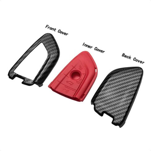TANGSEN Smart Key Fob Case Compatible Compatible with BMW 2 5 6 7 Series X1 X2 X3 X5 X6 3 4 Button Keyless Entry Remote Personalized Protective Cover Plastic Carbon Fiber Pattern Black Silicone in Saudi Arabia