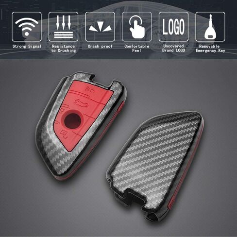 TANGSEN Smart Key Fob Case Compatible Compatible with BMW 2 5 6 7 Series X1 X2 X3 X5 X6 3 4 Button Keyless Entry Remote Personalized Protective Cover Plastic Carbon Fiber Pattern Black Silicone in Saudi Arabia