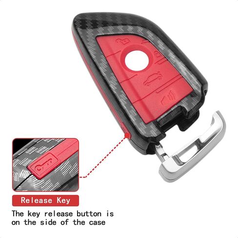 TANGSEN Smart Key Fob Case Compatible Compatible with BMW 2 5 6 7 Series X1 X2 X3 X5 X6 3 4 Button Keyless Entry Remote Personalized Protective Cover Plastic Carbon Fiber Pattern Black Silicone in Saudi Arabia