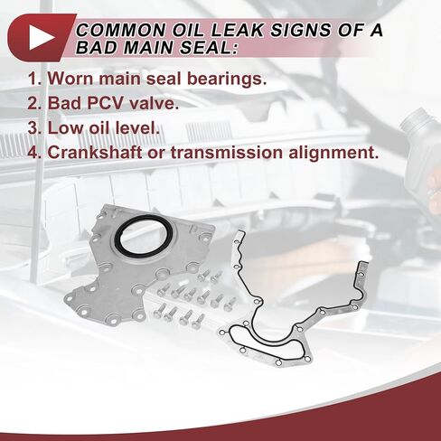 1 Set Engine Crankshaft Oil Seal with Flange for GMC for Chevy 4.8 5.3 6.0 6.2 Rear Main Seal No.12633579/12639250/12559287 in Saudi Arabia