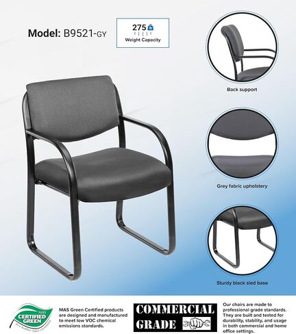 Boss Office Products Fabric Guest Chair in Grey in Saudi Arabia