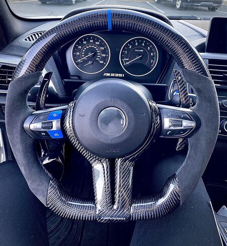 Angelguoguo عجلة قيادة السيارة M1 M2 وضع التبديل زر استبدال الديكور لسيارات BMW M3 M4 M5 M6 X5M X6M F10 F15 F16 F30 F34 F36 M Sport (أزرق) in Kuwait