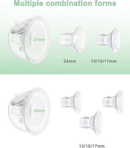 Flange Inserts 15/17/19mm 6PCS, 24mm Flange 2PCS Compatible with Model S32 Wearable Breast Pump Replacement Parts/Accessories in Saudi Arabia